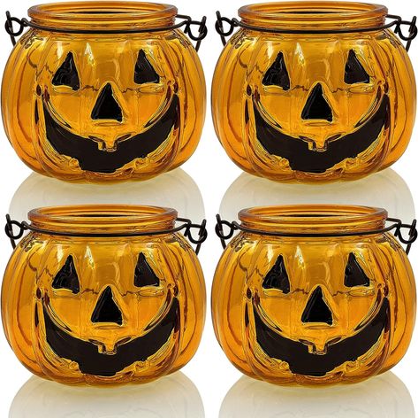 Color Orange Material Glass Brand SHMILMH Product Dimensions 4"L x 4"W x 3"H Finish Type metal Halloween Candle Holders, Halloween Table Centerpieces, Candle Table Centerpieces, Pumpkin Candle Holder, Small Led Lights, Pumpkin Lantern, Pumpkin Candle, Metal Pumpkins, Halloween Candle