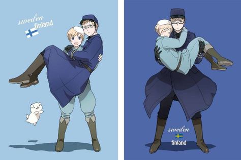 hetalia Sweden and Finland  there both really strong!(I tried picking someone up like that but failed misrable*not to mention hurt my knees for quite along time* Hetalia Funny, Hetalia Anime, Hetalia Ships, Hetalia Fanart, Hetalia Axis Powers, Axis Powers, Fan Fiction, Hetalia, Picture Book