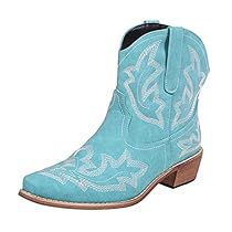 Shoes Western, Blue Cowboy Boots, Shoes Embroidery, Cowboy Ankle Boots, Women Embroidery, Popular Boots, Embroidery Shoes, Office Outdoor, Pointed Heels