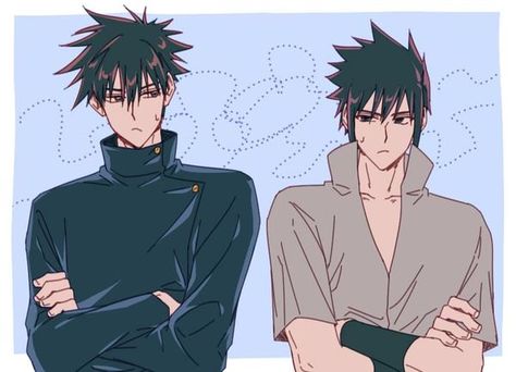 Fushiguro-Sasuke Fandom Crossover, Anime Mix, Cartoon Crossovers, Anime Wall Art, Jujitsu Kaisen, Anime Crossover, Naruto Art, Anime Life, Random Anime