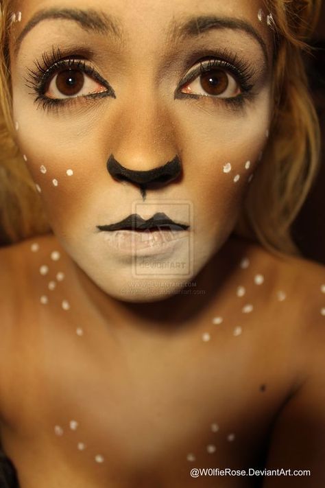 Fawn Cosplay, Faun Makeup, Fawn Makeup, Alice In Wonderland Makeup, Wonderland Makeup, Deer Makeup, Animal Makeup, Deer Costume, Halloween Makeup Diy