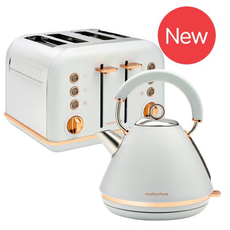 Accents Rose Gold Ocean Grey Pryamid Kettle and 4 Slice Toaster Set Kettles And Toasters, Kettle And Toaster Set In Kitchen Ideas, Toaster Kettle Set, Kettle Toaster Set, Kitchen Kettle And Toaster Ideas, Kettle And Toaster Set In Kitchen, Yellow Toaster, Kettle Design, Smeg Kettle