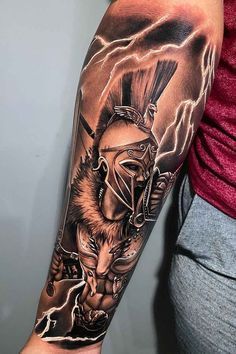 Gladiator Tattoo Sleeve, Spartan Warrior Tattoo, Sparta Tattoo, Warrior Tattoo Sleeve, Gladiator Tattoo, Outer Forearm Tattoo, Spartan Tattoo, Cool Wrist Tattoos, Saved Tattoo