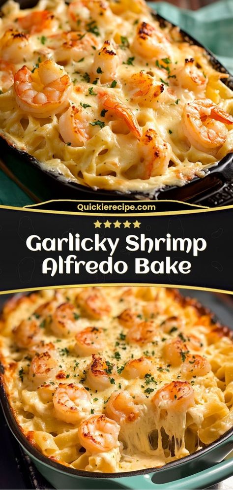 Garlicky Shrimp Alfredo Bake This garlicky shrimp Alfredo bake is creamy, cheesy, and packed with flavor. Perfect for seafood lovers, it’s an indulgent dinner option for any night of the week. Ingredients: 1 lb shrimp 1 cup Alfredo sauce ½ cup Parmesan cheese 12 oz fettuccine Bacon Shrimp Alfredo, Homemade Shrimp Alfredo Sauce, Garlicky Shrimp Alfredo Bake, Creamy Shrimp Fettuccine Alfredo, Seafood Alfredo Recipe Crab And Shrimp, Olive Garden Shrimp Alfredo Recipe, Seafood Alfredo Lasagna, Shrimp Alfredo Casserole, Salmon Shrimp Alfredo