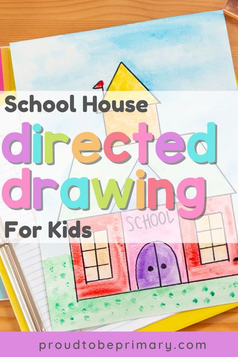 A fun and engaging directed drawing for kids! This school house directed drawing activity is perfect for kindergarten, 1st grade, and 2nd grade. The step-by-step guide helps young learners create their own unique school drawings. Use this activity as a back-to-school icebreaker, classroom decoration, or a way to discuss classroom expectations and goals. Encourage creativity and teamwork in your classroom with this enjoyable and educational drawing project! Guided Drawing For Kids, Directed Drawing For Kids, School Bus Drawing, School Drawings, School Icebreakers, Drawing Activity, Art For Kids Hub, Classroom Expectations, Directed Drawing