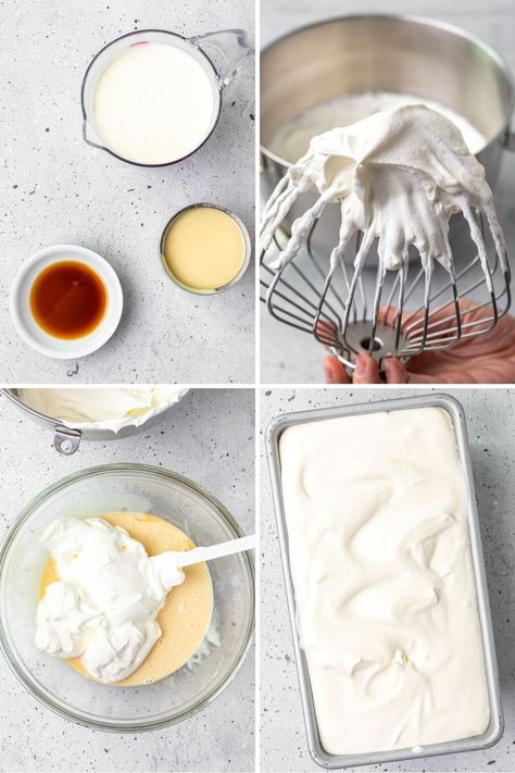 Sweetened Condensed Milk Ice Cream Recipes, Vanilla Ice Cream With Condensed Milk, No Churn Vanilla Ice Cream Recipes, Ice Cream With Evaporated Milk, No Churn Vanilla Ice Cream, Condensed Milk Ice Cream, Vanilla Frozen Yogurt, Handmade Ice Cream, Easy Ice Cream Recipe