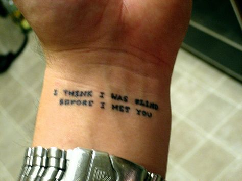 Bright Eyes Tattoo, Song Lyric Tattoos, Literary Tattoo, Tattoo On The Wrist, Small Tattoo Placement, Eyes Tattoo, Small Couple Tattoos, Small Quote Tattoos, Lyric Tattoos