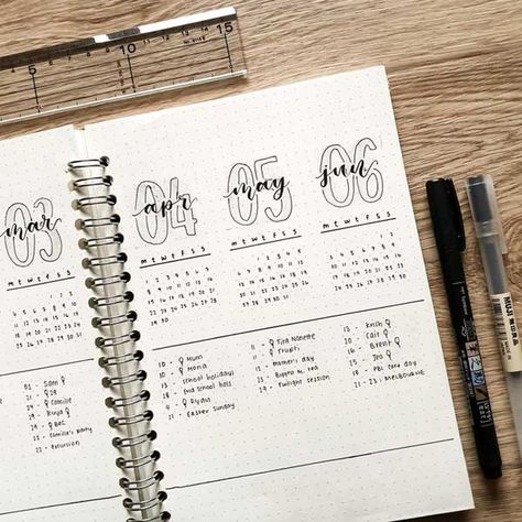 Future Log Bujo, Bullet Journal Yearly, Journal Planning, Future Log, Bullet Journel, Bullet Journal 2020, Organization Bullet Journal, Calendar Journal, Scrapbook Organization