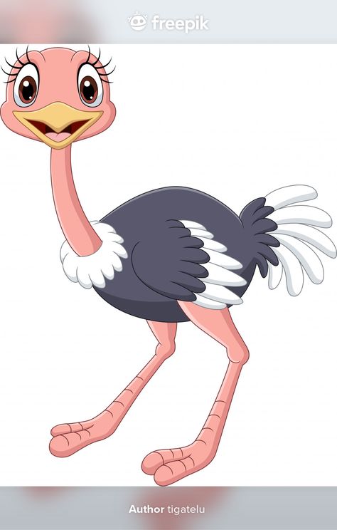 Ostrich Animal, Baby Ostrich, Pig Illustration, Animal Icon, Cute Cartoon Characters, Background White, Baby Cartoon, Baby Art, African Animals