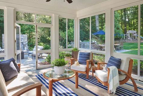 32 Relaxing Three-Season Porch Ideas to Try 3 Season Porch Ideas Sunroom, Sun Porch Ideas Enclosed, Three Season Porch Ideas, 3 Season Porch Ideas, Sunporch Ideas, Deck Renovation, Screened Porch Decorating, 3 Season Porch, All Season Room