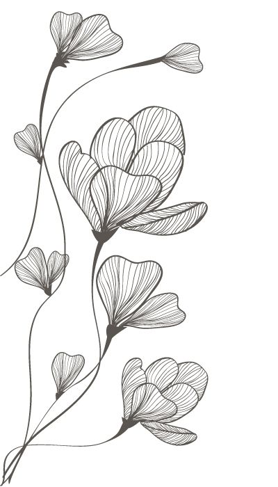 Flower Drawing Line Art, Modele Zentangle, Drawing Line Art, Doodle Art Flowers, Fabric Painting Techniques, Flower Line Drawings, Wreath Drawing, Flower Sketches, Line Drawings