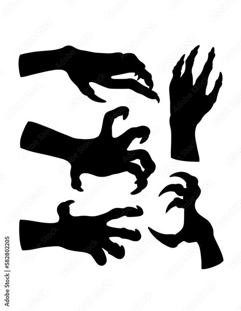 Spooky Hands Drawing, Ghostbusters Halloween, Hand Outline, Halloween Sewing Projects, Monster Hands, Halloween Sewing, Pointing Hand, Halloween Bags, Black Silhouette