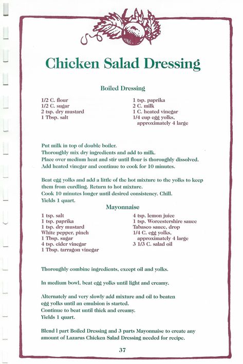 Lazarus Chicken Salad Dressing | theprimitivemoose | Flickr Lazarus Department Store Recipes, Ohio Chicken, Chicken Salad Dressing Recipe, Throwback Recipes, Lazarus Recipes, Chicken Salad Dressing, Salad Dressing Recipe, Salad Dressing Recipes Homemade, Heirloom Recipes