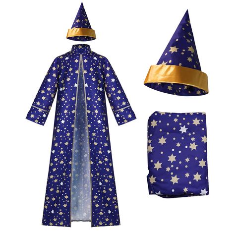 PRICES MAY VARY. Blue wizard robe adult with stars for men and hat ,blue wizard cloak with yellow stars,blue wizard cloak with sleeves,adult blue wizard cloak,wizard robe and hat adult men blue Suitable for halloween party cosplay costume Size : Not US size,please read the size chart before purchase Care:Dry wash or gentle hand wash,please don't machine wash We whole heartedly provide the best service to every buyer, please feel free to contact us for any questions Diy Wizard Robe, Diy Wizard Costume, Cloak With Sleeves, Wizard Core, Wizard Cloak, Wizard Robe, Witch Cloak, Blue Wizard, Wizard Robes