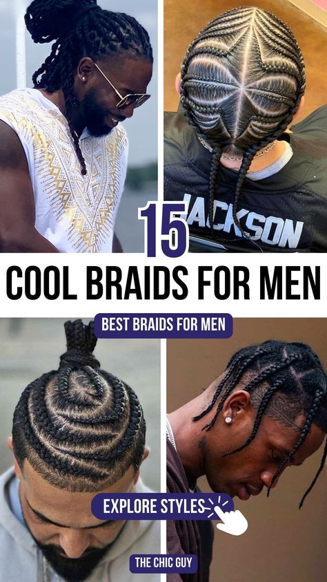 Top 15 Braided Hairstyles for Men to Rock in 2024 Latin Braids Men, Urban Braids Hairstyles, Intricate Cornrows, Braid Hairstyles For Men, S Braids, Retro Ponytail, Mens Short Curly Hairstyles, Box Braids Men, Braids For Men