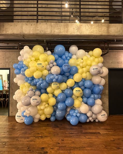 Blue And Yellow Birthday Party Decor, Blue And Yellow Balloon Garland, Blue And Yellow Backdrop, Baloon Wall, Yellow Balloon Garland, Pokemon Balloons, Balloon Walls, Homecoming Floats, Balloons Arch