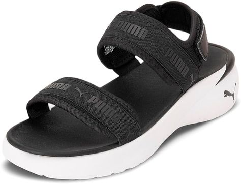 Amazon.com | PUMA Sportie Sandal Mens Shoes Size 10, Color: Black/White | Sport Sandals & Slides Sport Sandals, Black Sandals, Slides, Size 10, For Free, Black White, Sandals, Black And White, Free Shipping