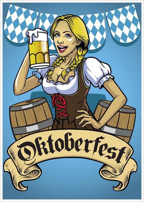 oktoberfest poster event Oktoberfest Poster, Ad Poster, Coaster Art, Beer Art, Bar Coasters, Ukrainian Art, Beer Label, Girl Cartoon, Pin Up