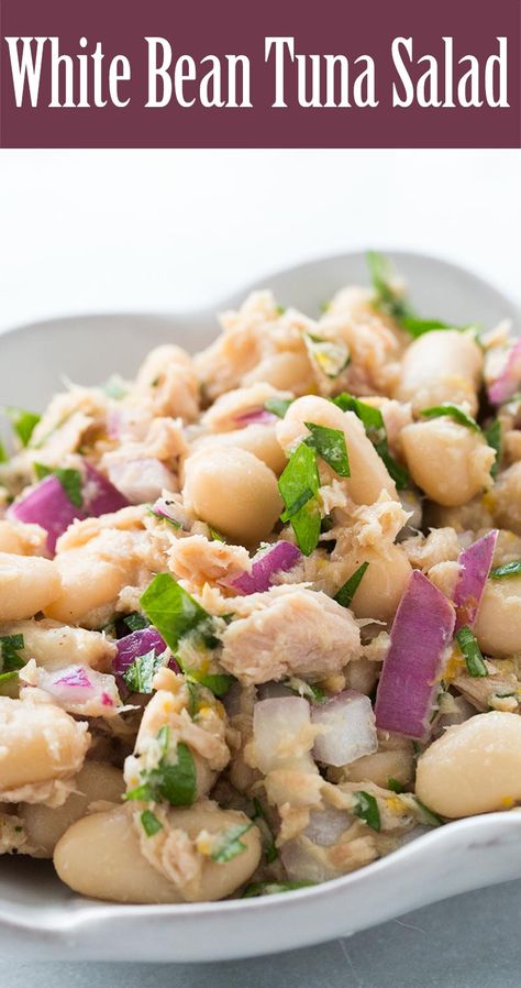 Bean And Tuna Salad, Tuna And White Bean Salad, Bean Tuna Salad, White Bean Salad, Tuna Salad Recipe, Healthy Food Facts, Tuna Recipes, White Bean, Mediterranean Diet Recipes