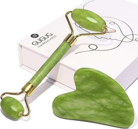 GUGUG Gua Sha and Jade Roller Set, Gua Sha Stone, Face Roller Massage Tool for Skin Care Routine, Guasha Tool for Face, Neck and Body Muscle : Amazon.co.uk: Health & Personal Care Gua Sha And Jade Roller, Gua Sha Stone, Jade Face Roller, Roller Massage, Eye Roller, Fine Wrinkles, For Skin Care, Face Roller, Jade Roller