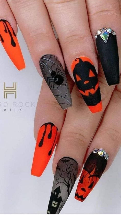 Black Halloween Nails, Halloween Nails Diy, Horror Nails, Holloween Nails, Halloween Acrylic Nails, Cute Halloween Nails, Gothic Nails, Edgy Nails, Coffin Shape Nails