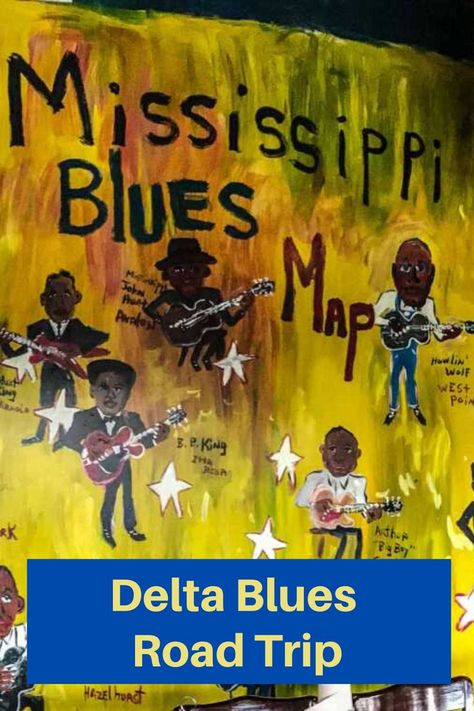 Delta Blues Road Trip Gulf Coast Road Trip, Mississippi Delta Blues, Blues Music Poster, Mississippi Blues, Mississippi Travel, Mississippi Delta, Blue Map, Delta Blues, Road Trip Packing