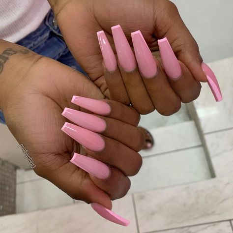 Coffin Nails Long, Long Square Acrylic Nails, Pink Nail, Pink Acrylic Nails, Acrylic Nails Coffin, Square Acrylic Nails, Nails Coffin, Fabulous Nails, Fire Nails