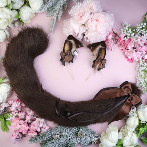 Brown Cat Ears And Tail, Cat Tail Cosplay, Bunny Ears And Tail, Wolf Ears And Tail, Ears And Tail Set, Faux Fur Ears, Cat Ears And Tail, Wolf Tail, Silly Clothes