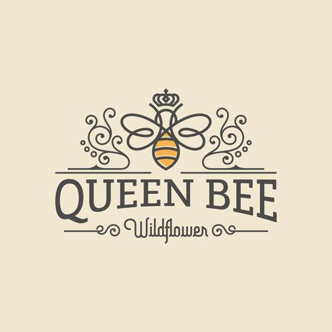 Queen Bee Logo, Honey Graphic, Logo Bee, Honey Logo, Bee Logo, Honey Brand, Bee Honey, Luxury Logo, Queen Bee