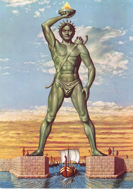 the colossus of rhodes | Colossus of Rhodes, Rhodes, Greece | Flickr - Photo Sharing! Mausoleum At Halicarnassus, Colossus Of Rhodes, Greek Titans, Greek History, Pyramids Of Giza, Seven Wonders, Greek Art, Art Antique, Ancient Architecture