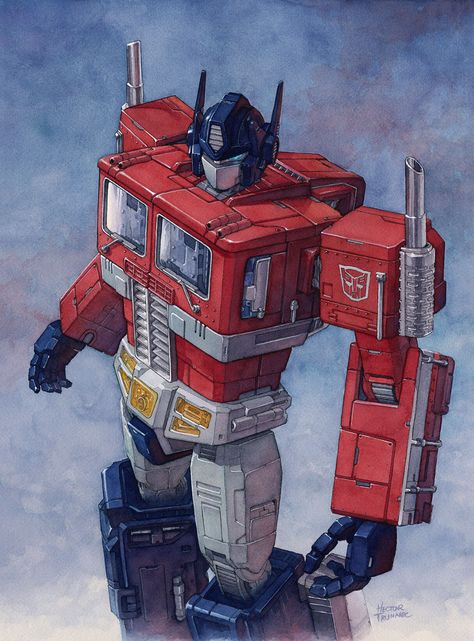 ArtStation - Optimus Prime Watercolor, Hector Trunnec Transformers Comic Art, Optimus Prime G1, Optimus Prime Art, Optimus Prime Wallpaper, Transformers Cybertron, Transformers Design, Transformers Autobots, Transformers Comic, Transformers Optimus