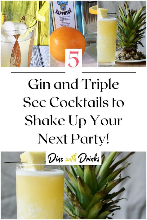 Collage of 4 gin and triple sec cocktails. Gin And Triple Sec Drinks, Gin Triple Sec Cocktails, Cocktails With Triple Sec, Triple Sec Drinks Recipes, Triple Sec Drinks, Triple Sec Cocktails, Gin Drink Recipes, Orange Juice Drinks, Lemon Cocktail