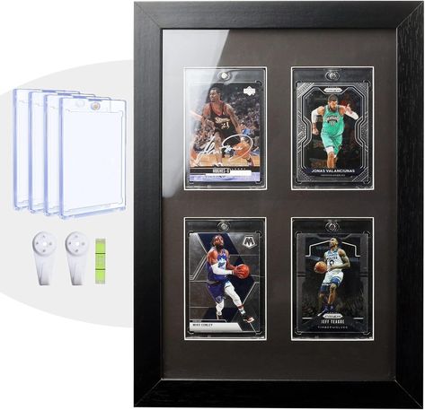 Amazon.com: Bivitre Trading Card Display Case - 3 Pack Baseball Card Display Case Wall Mount, Sports Card Display Frame for Basketball Football Hockey Cards, Black Standard (1 Card x3PCS) : Sports & Outdoors Collector Display Ideas, Baseball Card Display, Sports Cards Display, Baseball Card Displays, Basketball Themed Bedroom, Trading Card Display, Cards Display, Sports Card, Gel Nails Diy