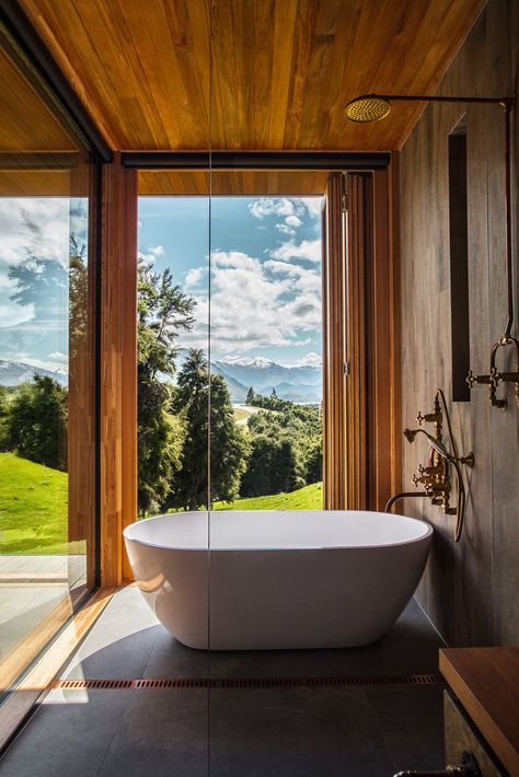 Dwell’s Top 10 Home Tours of 2019 - Dwell Rammed Earth, Earth Homes, Rustic Bathroom, Work Week, Free Standing Tub, Beautiful Bathrooms, Concrete Floors, Bathroom Inspiration, 인테리어 디자인