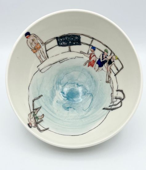 Helen Beard, Serpentine Swimmers - Bowl , 2024 Helen Beard, Glaze Paint, Applied Arts, Swimmers, Wheel Thrown, Decorative Bowls, Wheel, Apartment, Hand Painted