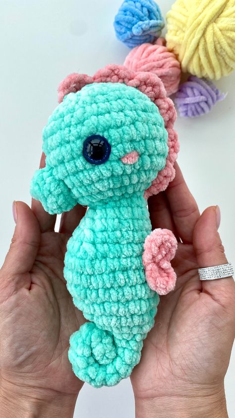 Crochet Pattern Seahorse Sea Animal Amigurumi Ocean Pattern Plush Toy Pdf English Tutorial Baby Gift - Etsy Ocean Crochet, Crochet Starfish, Crochet Turtle Pattern, Easy Yarn Crafts, Ocean Pattern, Fish Ideas, Crochet Whale, Crochet Toys Free Patterns, Crocheted Jellyfish