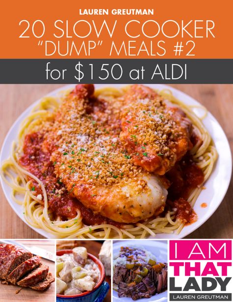 Stop stressing about dinner! With this Aldi Meal Plan, make 20 AMAZING crockpot dinners for $150! It will only take you about 2 and a half hours! Slow Cooker Dump Meals, Slow Cooker Dump, Aldi Meals, Budget Dinners, Aldi Meal Plan, Aldi Recipes, Slow Cooker Freezer Meals, Dump Meals, Slow Cooked Meals