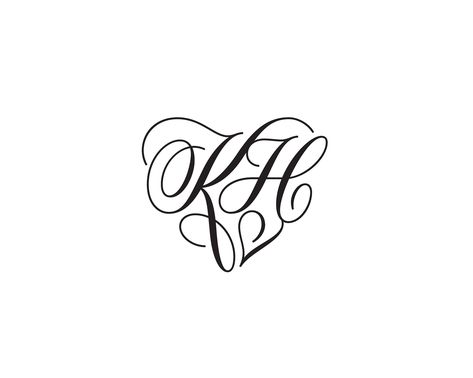 KH Monogram on Behance Kh Letter Design, Wedding Name Logo Design, Hk Tattoo Letter Design, Hk Tattoo Letter, J M Monogram, Kh Logo Design, Kh Monogram, Initials Logo Letters, H Letter Images