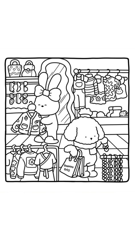 Gummy And Pecky Coloring Book, Fuzzy Friends Coloring Pages, Cosy Friends Colouring Book, Bad Bunny Coloring Page, Cozy Friends Coloring Pages, Cute Coloring Pages For Teens, Cozy Friends Coloring Book, Coco Wyo Coloring Pages, Coloring Kawaii