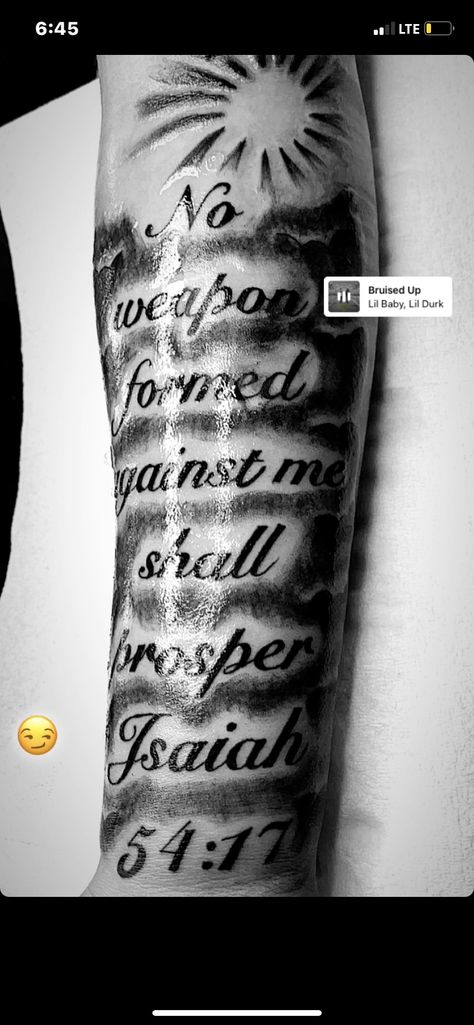 Isaiah 54:17 Tattoo Men, Isaiah 54:17 Tattoo Tat, Tattoo Designs Men Bible Verse, Isiah 54:17 Tattoos, Isaiah Bible Verse Tattoos, Bible Verse Tattoos For Men Arm Scriptures, Bible Verse Tattoos For Men Shoulder, Isaiah 54 17 Tattoo, Isaiah 40 31 Tattoo