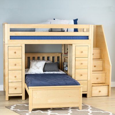 Loft Bed Storage, Bed For Girls Room, Bunk Bed With Desk, Loft Bunk Beds, Bunk Beds With Drawers, Cool Bunk Beds, Low Loft Beds, Bunk Beds With Stairs, Bunk Bed Designs