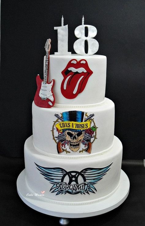 18th Birthday Cake For Guys, Guitar Cakes, Festa Rock Roll, Rock And Roll Birthday, Music Cake, Rock Cake, New Birthday Cake, 50th Cake, Birthday Cake Decoration