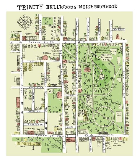 Trinity Bellwoods, Map Diagram, Mental Map, O Canada, Landscape And Urbanism, Image Map, Fantasy Map, Illustrated Map, Plan Your Trip