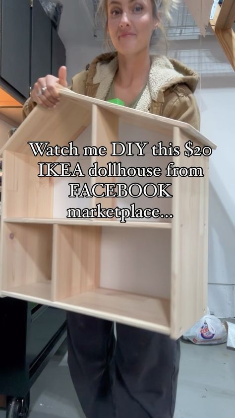 Brenna Johnson | DIY-ing with 5 kids isn’t easy and might take twice as long … BUT I LOVE doing it! I’m so excited where this little dollhouse is going. I… | Instagram Cube Shelf Barbie House, Redo Barbie House, Doll House Picture Frame Diy, Dolls House Interiors Diy, Doll House Renovation Diy, How To Build A Doll House Diy, Diy American Girl Doll House, Diy Dollhouse Bookcase, Diy Wooden Dollhouse