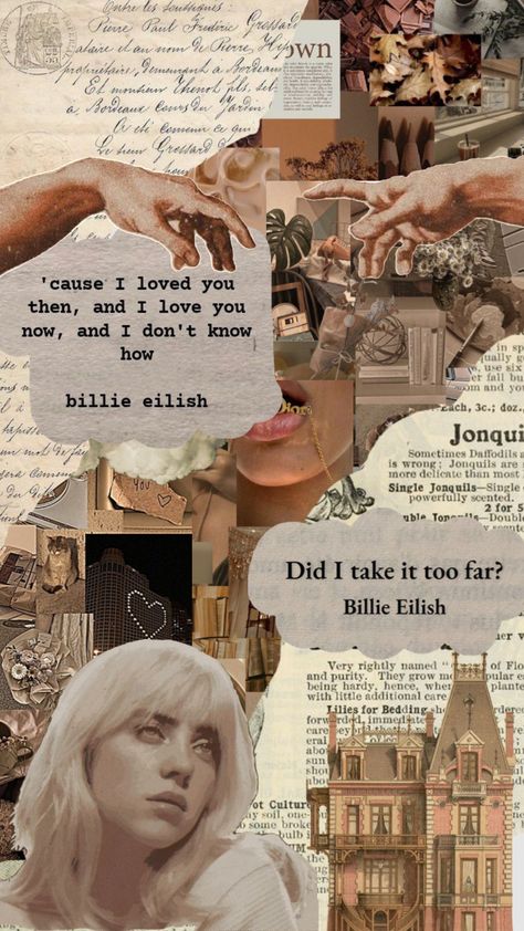 #billieeilish #art #brownaesthetic #brown #fyp #trending #vintage #songlyrics #music #collageart Song Lyric Collage Art, Lyric Collage, Song Collage, Movie Collage, Music Collage, Song Lyric, Craft Classes, Brown Aesthetic, Phone Backgrounds