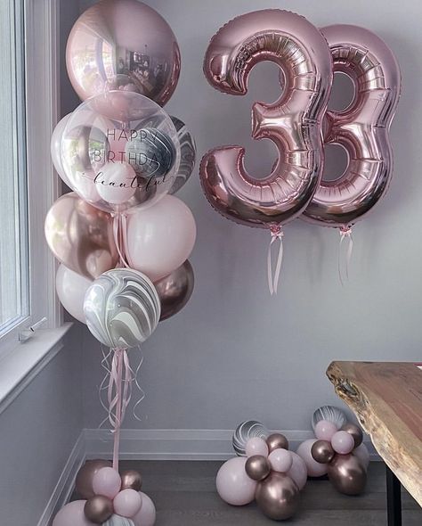 33 Birthday Balloons, 30th Balloon Ideas, Birthday Surprise For Husband, Balloon Bar, 40th Birthday Balloons, Happy Birthday Decor, Birthday Room Decorations, 50th Birthday Decorations, 33rd Birthday