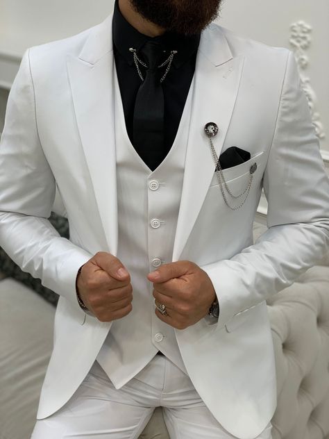 White Dress Suits, Men Suits Blue, Peak Lapel Suit, Tuxedo Prom, Terno Slim, Wedding Tux, Slim Fit Blazer, Pants Gift, Groom Tuxedo