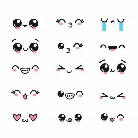 Cute Easy Doodles, Kawaii Faces, Doodle Art Drawing, Easy Doodles Drawings, Cute Doodles Drawings, Cute Doodle Art, Cartoon Faces, Kawaii Doodles, Mini Drawings