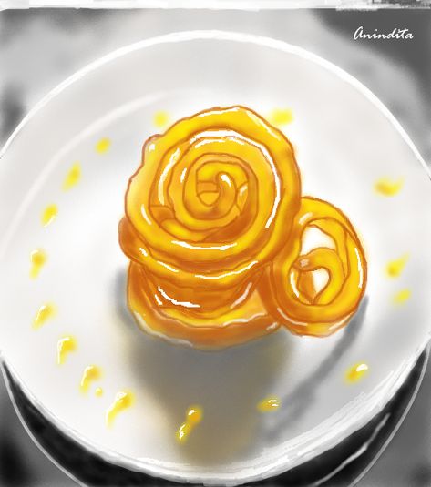 Jalebi Illustration Art, Bengali Food Illustration Art, Jalebi Illustration, Jalebi Drawing, Street Food Logo, Doodle Food, Practice Sketching, Free Cartoon Characters, Food Animation