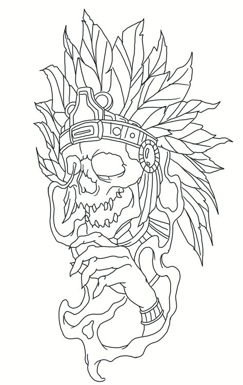 Aztec Skull Drawing, Indian Skull Tattoo Design, Aztec Art Drawings, Aztec Skull Tattoo, Aztec Art Tattoo, Skull Tattoo Stencil, Koi Fish Drawing Tattoo, Indian Skull Tattoos, Aztec Skull